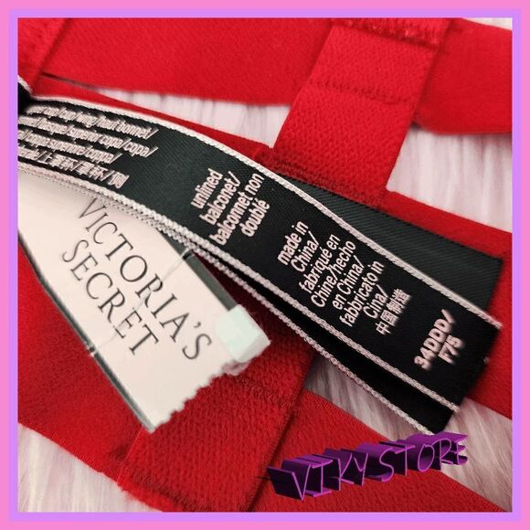 NWT Victoria's Secret Red Strappy Balconet Bra 34DD: Confident Allure NWT - Picture 2 of 8